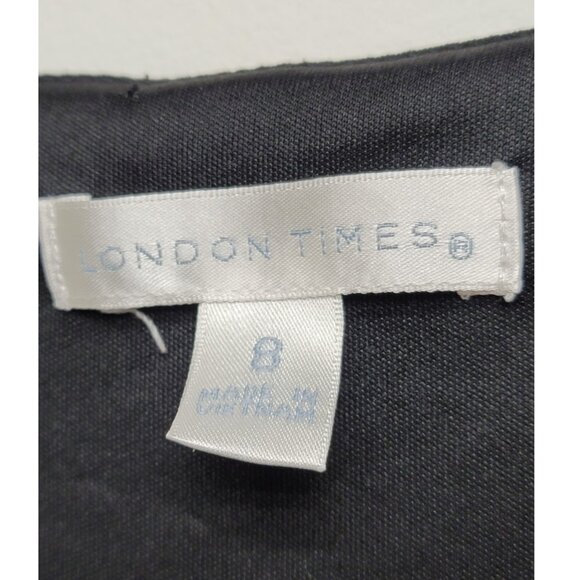 London Times Vibrant Abstract V-Neck Ruched Dress 8 - Picture 6 of 7